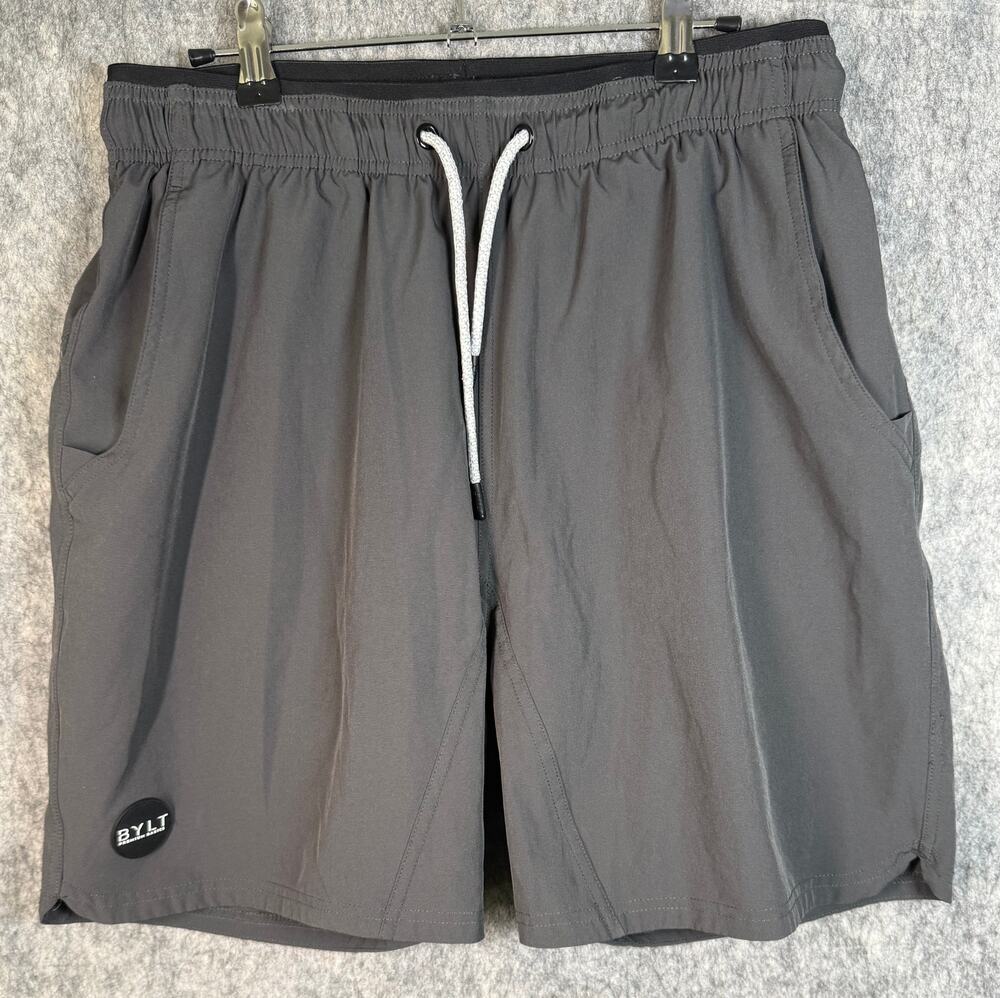 BYLT Premium Basics Charcoal XL Active Running Shorts Camo Liner Stretch